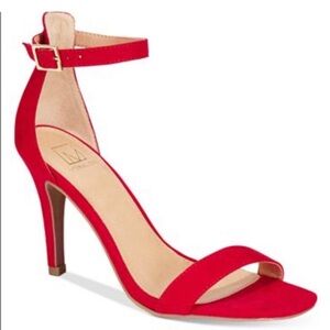 Material Girl Women' red faux suede ankle strap Heels size 8   New in box